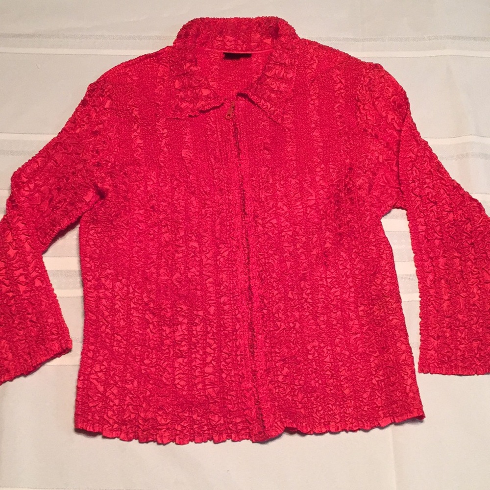 Milano Red Jacket Zip Front Bubble Texture Xl - image 1